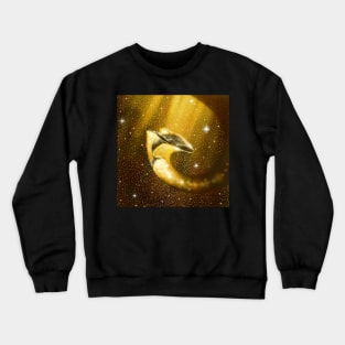 starry whale in golden space Crewneck Sweatshirt